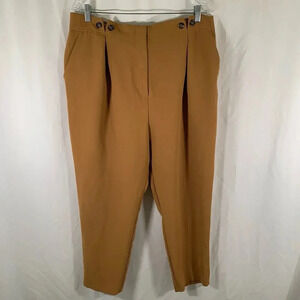 Top Shop Pants Women's 14 Brown High Rise Button Zip Front Pockets